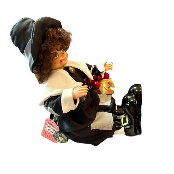 Winter Wonderland Porcelain Calendar Clown Pilgrim Doll - 12 inches Tall - Picture 4 of 9